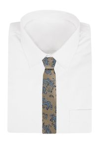 Krawat Męski - Angelo di Monti - Beżowy w Duże Paisley. Kolor: brązowy, beżowy, wielokolorowy. Materiał: tkanina. Wzór: paisley. Styl: elegancki, wizytowy #2