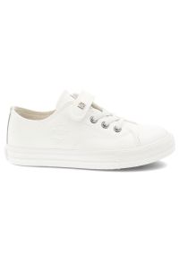 Big-Star - Białe Sneakersy Big Star Sportowe Obuwie Dziecięce. Okazja: na co dzień. Zapięcie: rzepy. Kolor: biały. Materiał: guma, jeans, materiał. Szerokość cholewki: normalna. Sezon: lato #4