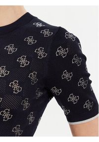 Guess Sweter W5GR20 Z3D60 Granatowy Regular Fit. Kolor: niebieski. Materiał: wiskoza #5