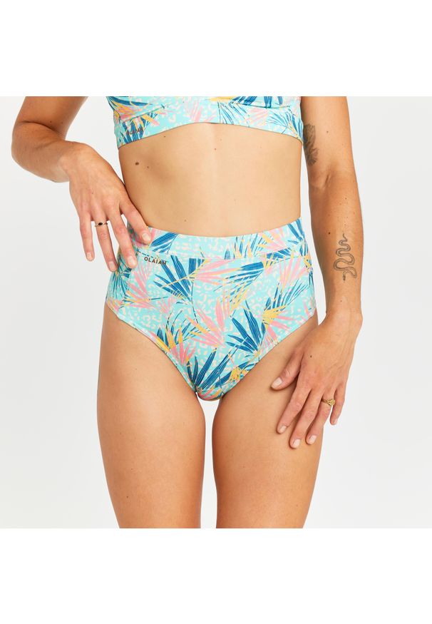 OLAIAN - Dół kostiumu kąpielowego surfingowego damski Olaian Rosa Leoplant. Kolor: niebieski. Materiał: poliester, materiał, elastan