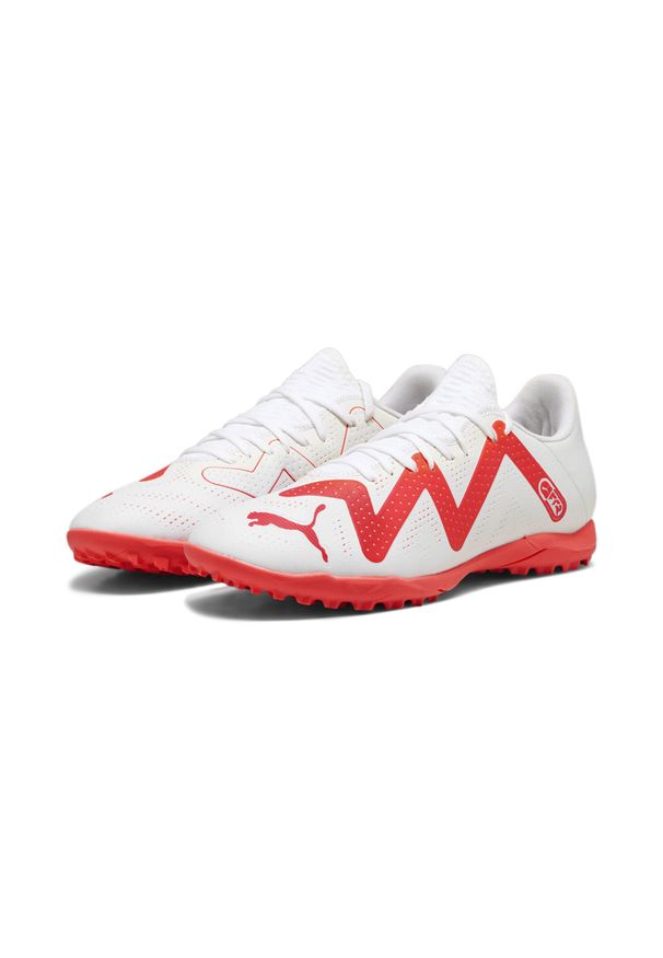 Buty piłkarskie męskie Puma Future Play Tt. Kolor: biały, czerwony, wielokolorowy, pomarańczowy. Materiał: materiał, tkanina, syntetyk. Sport: piłka nożna