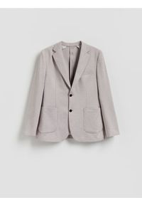 Reserved - Marynarka slim fit z dodatkiem wiskozy - bordowy. Kolor: czerwony. Materiał: wiskoza. Styl: sportowy #1