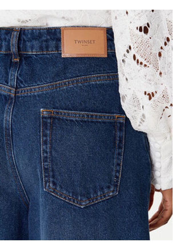 TwinSet - TWINSET Jeansy 252TP2540 Granatowy Wide Leg. Kolor: niebieski