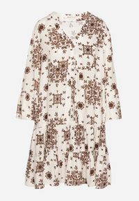 Born2be - Brązowa Wiskozowa Sukienka z Geometrycznym Wzorem Filavara. Okazja: na co dzień. Kolor: brązowy. Materiał: wiskoza. Wzór: geometria. Typ sukienki: proste. Styl: casual, klasyczny #4