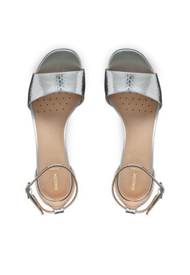 Geox Sandały D New Eraklia 80 D35RPA 000KY C1007 Srebrny. Kolor: srebrny. Materiał: skóra