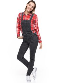 Lee - DAMSKIE OGRODNICZKI LEE BIB SKINNY BLACK WASH L39EWLSF. Kolor: szary