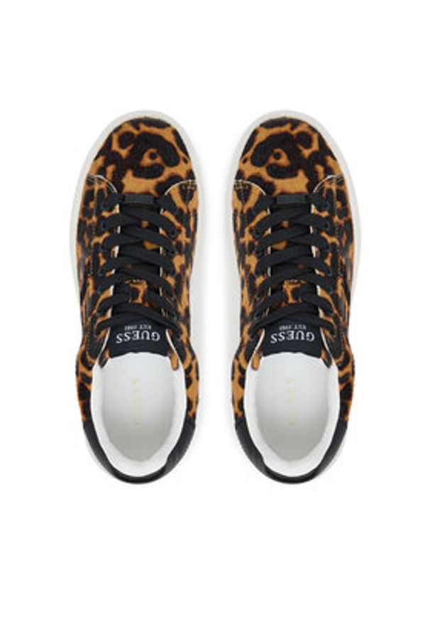 Guess Sneakersy FLTEL8 LEA12 Brązowy. Kolor: brązowy. Materiał: skóra