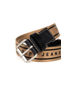 Pepe Jeans Pasek "Berni" | PM020990 | Berni Belt | Mężczyzna | Czarny. Kolor: czarny. Materiał: skóra, tkanina. Wzór: nadruk