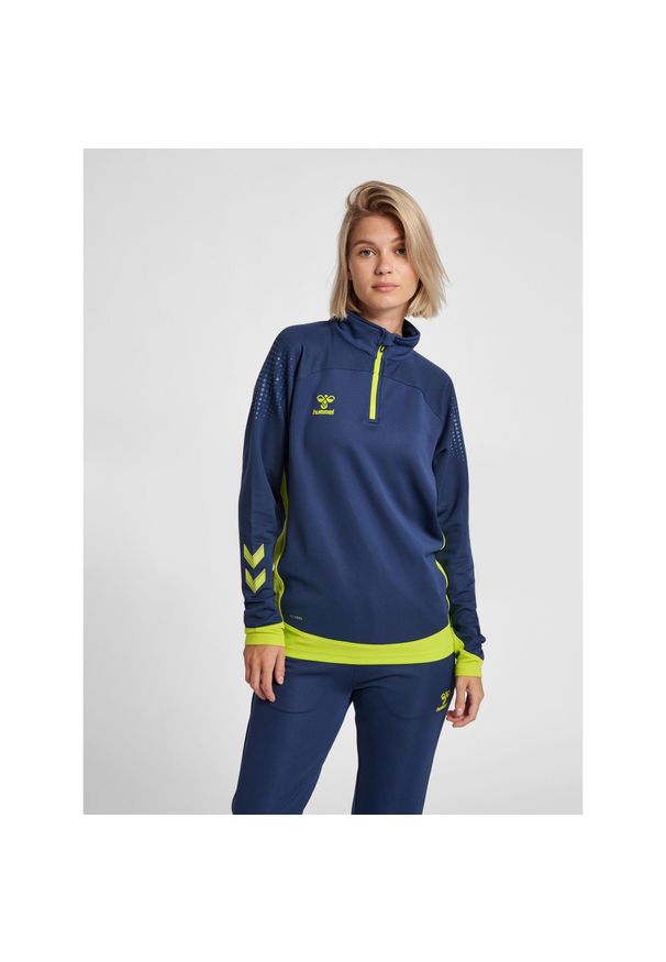 Top treningowy dla kobiet Hummel hmlLEAD. Kolor: szary, niebieski, wielokolorowy, zielony. Materiał: dresówka. Wzór: nadruk. Sport: piłka nożna