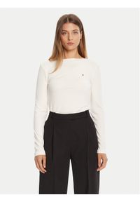 TOMMY HILFIGER - Tommy Hilfiger Bluzka WW0WW47309 Écru Slim Fit. Materiał: wiskoza