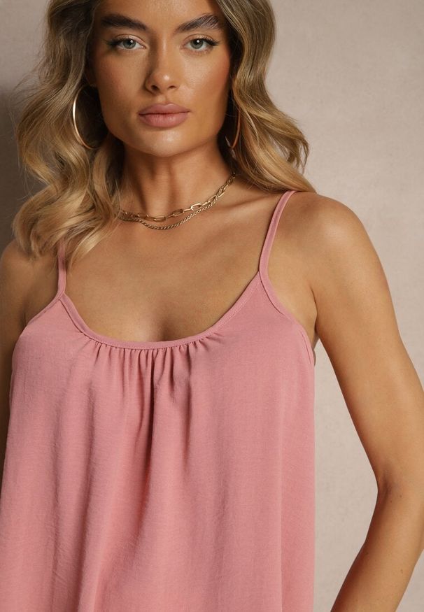 Renee - Różowy Basicowy Top z Bawełną Thireldi. Kolor: różowy. Materiał: bawełna. Sezon: lato