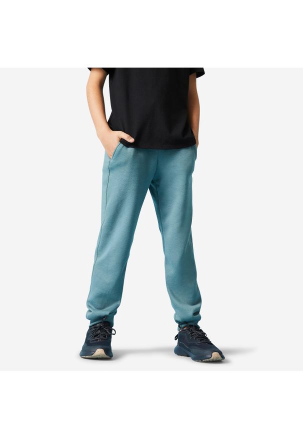 DOMYOS - Spodnie dresowe dla dzieci Domyos. Kolekcja: plus size. Kolor: zielony. Materiał: dresówka