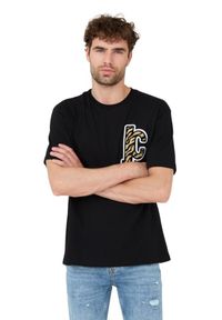 Just Cavalli - JUST CAVALLI Czarny męski T-shirt R Patch JC, Rozmiar S. Kolor: czarny #6