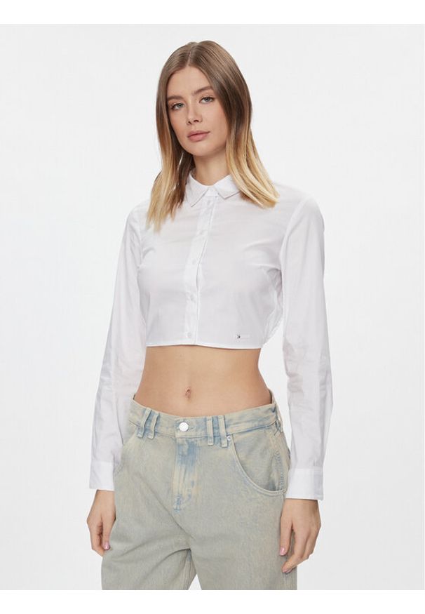 Tommy Jeans Koszula DW0DW17344 Biały Slim Fit. Kolor: biały. Materiał: bawełna
