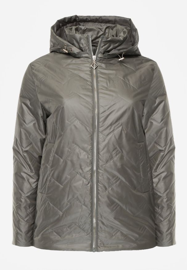 Born2be - Zielona Pikowana Kurtka Przejściowa o Prostym Kroju z Kapturem Vimoris. Okazja: na spacer, na co dzień. Typ kołnierza: kaptur. Kolekcja: plus size. Kolor: zielony. Materiał: poliester, jeans. Styl: casual, elegancki