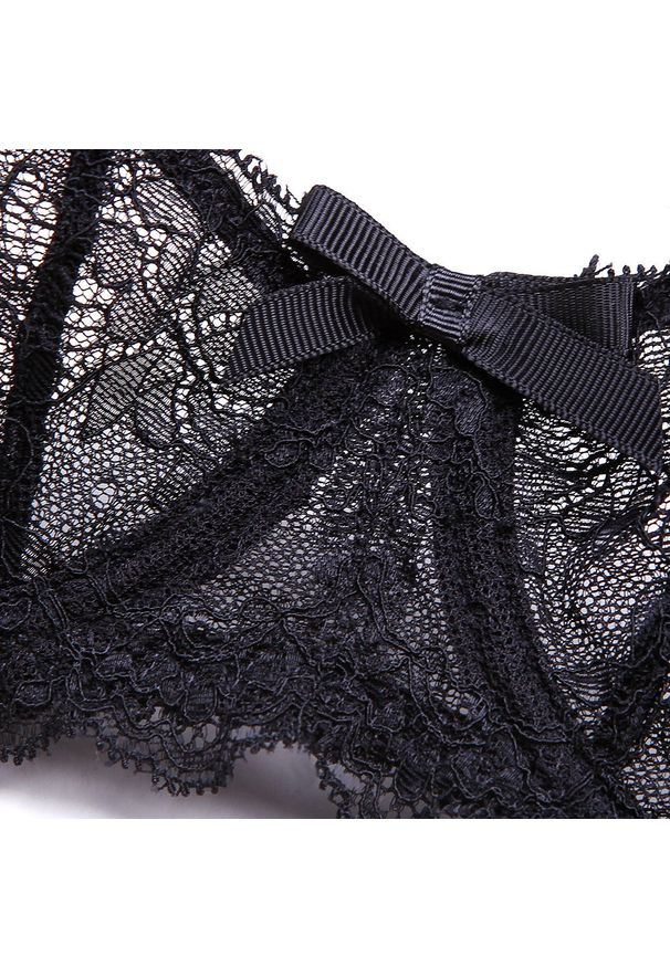 Intica - Koronkowy komplet bielizny z subtelnymi kokardkami na specjalne okazje Aristea. Kolor: czarny. Materiał: koronka. Wzór: aplikacja