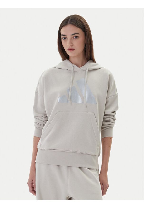 Adidas - adidas Bluza Holiday Metallic Graphic JM4428 Beżowy Regular Fit. Kolor: beżowy. Materiał: bawełna