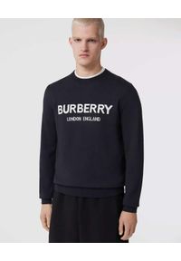 Burberry - BURBERRY - Wełniany sweter z logo. Kolor: czarny. Materiał: wełna. Długość rękawa: długi rękaw. Długość: długie