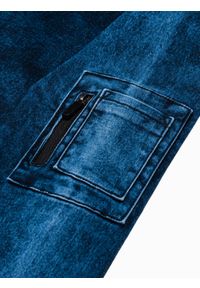 Ombre Clothing - Kurtka męska przejściowa jeansowa C240 - niebieska - XXL. Kolor: niebieski. Materiał: jeans. Wzór: moro, aplikacja. Styl: militarny #2