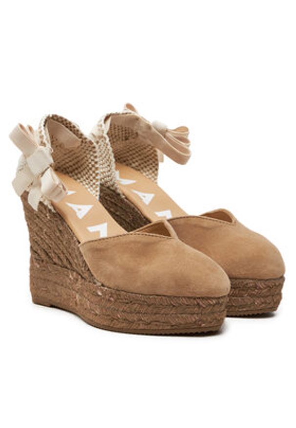 Manebi Espadryle Hamptons Heart-Shaped Wedge Espadrilles W 1.6 WH Beżowy. Kolor: beżowy. Materiał: zamsz, skóra