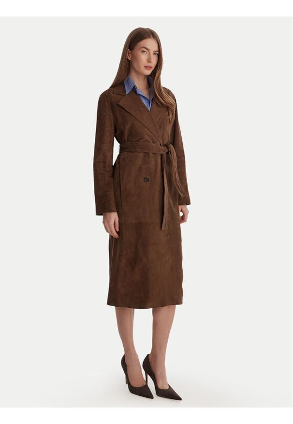 Marella Płaszcz przejściowy Oblare 2613441091 Brązowy Regular Fit. Kolor: brązowy. Materiał: skóra