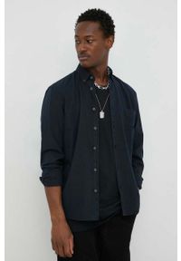 Marc O'Polo koszula męska kolor granatowy relaxed z kołnierzykiem button-down. Typ kołnierza: button down, polo. Kolor: niebieski. Materiał: bawełna #3