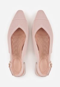 Born2be - Różowe Czółenka VICES z Odkrytą Piętą na Komfortowym Obcasie z Miękką Wkładką Ryliea. Okazja: na spotkanie biznesowe, na co dzień. Zapięcie: sprzączka. Kolor: różowy. Materiał: materiał, jeans. Obcas: na obcasie. Styl: elegancki, biznesowy, casual. Wysokość obcasa: średni #6