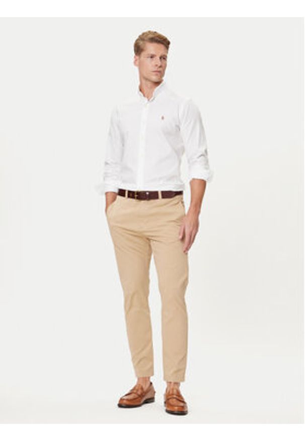 Polo Ralph Lauren Koszula 710P06688002 Biały Custom Fit. Typ kołnierza: polo. Kolor: biały. Materiał: bawełna