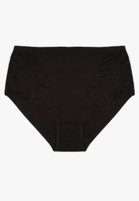 Renee - Czarne Majtki Figi z Bawełny Zdobione Koronką Idiara. Kolekcja: plus size. Kolor: czarny. Materiał: koronka, bawełna. Wzór: koronka, aplikacja