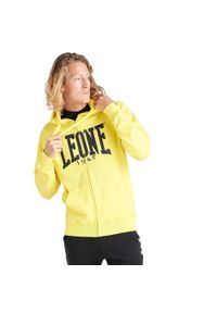 LEONE 1947 APPAREL - Męska zapinana na zamek bluza z kapturem Leone 1947 Apparel. Typ kołnierza: kaptur. Kolor: żółty. Materiał: tkanina. Sport: fitness