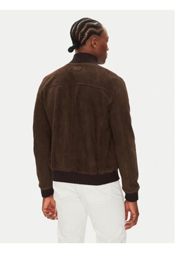 Milestone Kurtka skórzana MSDario 531621 60695 Brązowy Regular Fit. Kolor: brązowy. Materiał: skóra