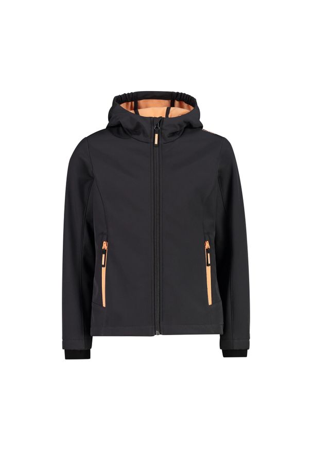 Kurtka dziecięca turystyczna CMP 3A29385N. Okazja: na co dzień. Typ kołnierza: kaptur. Kolor: czarny. Materiał: softshell. Styl: casual, sportowy