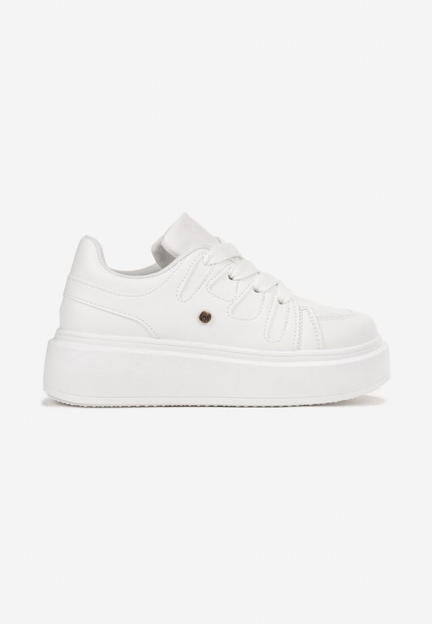 Renee - Białe Sneakersy na Grubej Podeszwie przed Kostkę Alisis. Wysokość cholewki: przed kostkę. Kolor: biały