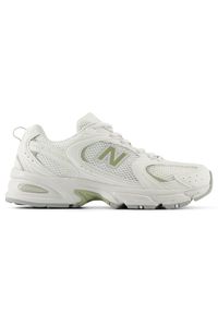 Buty unisex New Balance U530CSC – białe. Kolor: biały. Materiał: materiał, syntetyk. Szerokość cholewki: normalna. Sezon: lato. Sport: turystyka piesza