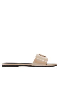 Calvin Klein Jeans Klapki Flat Sandal Slide Mg Met YW0YW01348 Beżowy. Kolor: beżowy. Materiał: skóra #1