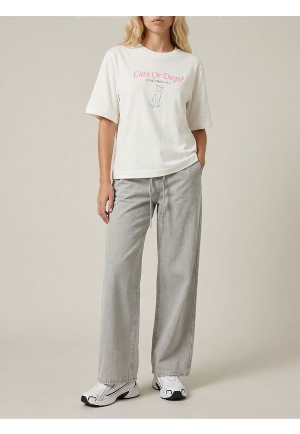 Sinsay - Jeansy joggery wide leg - szary. Kolor: szary