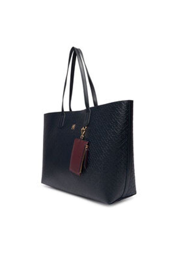 TOMMY HILFIGER - Tommy Hilfiger Torebka Th Icon Tote Mono AW0AW18174 Granatowy. Kolor: niebieski. Materiał: skórzane