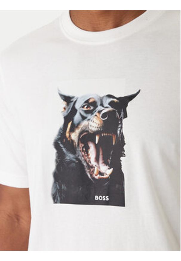 BOSS T-Shirt Dobermann 50558965 Biały Regular Fit. Kolor: biały. Materiał: bawełna