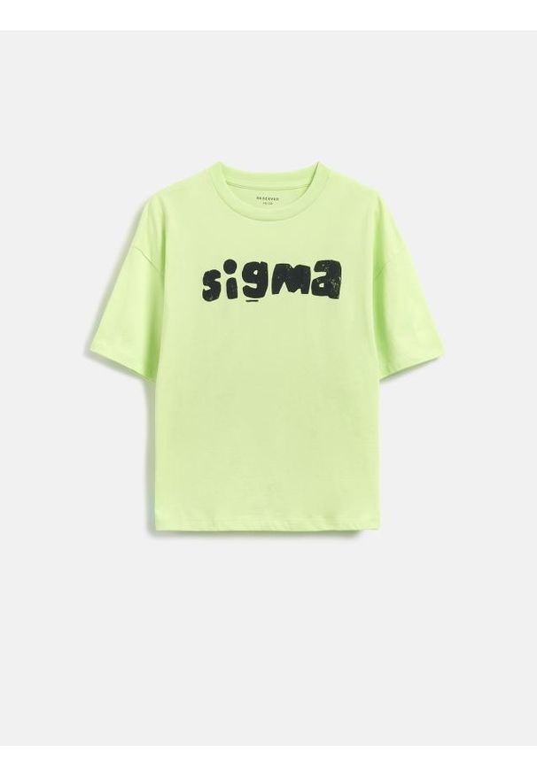 Reserved - Bawełniany t-shirt z nadrukiem - jasnożółty. Kolor: żółty. Materiał: bawełna. Wzór: nadruk