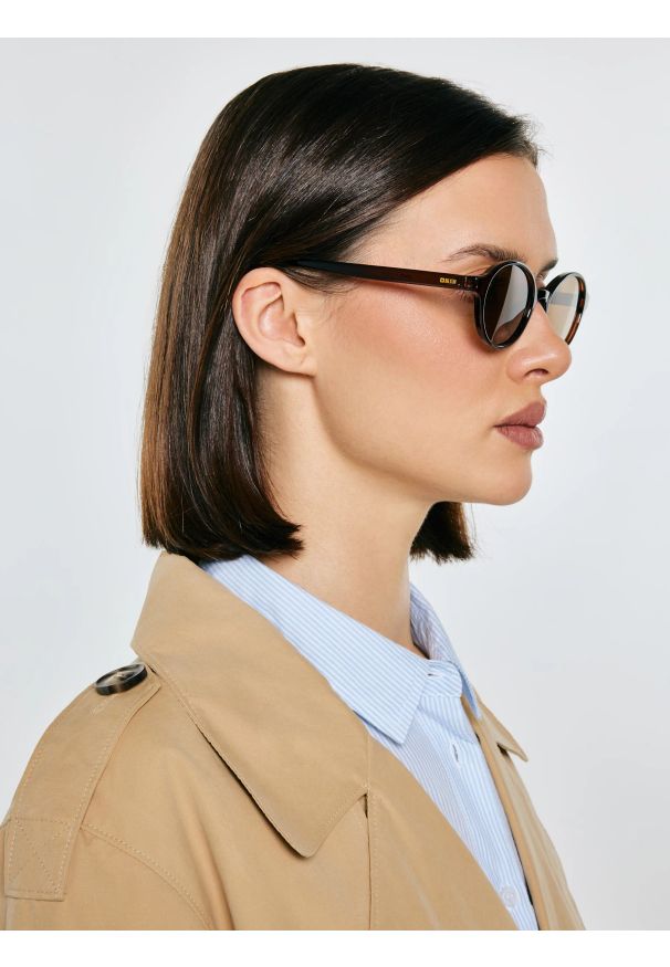 Big-Star - Okulary przeciwsłoneczne damskie brązowe Narani 803. Kształt: okrągłe. Kolor: brązowy. Materiał: denim