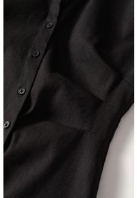 mango - Mango sukienka lniana Janet kolor czarny mini prosta. Kolor: czarny. Materiał: len. Wzór: gładki. Typ sukienki: proste. Długość: mini