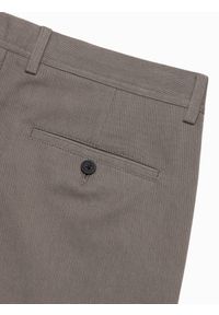 Ombre Clothing - Klasyczne spodnie męskie chino z delikatną teksturą - ciemnobeżowe V1 OM-PACP-0188 - XXL. Kolor: beżowy. Materiał: poliester, materiał, bawełna. Styl: klasyczny #6