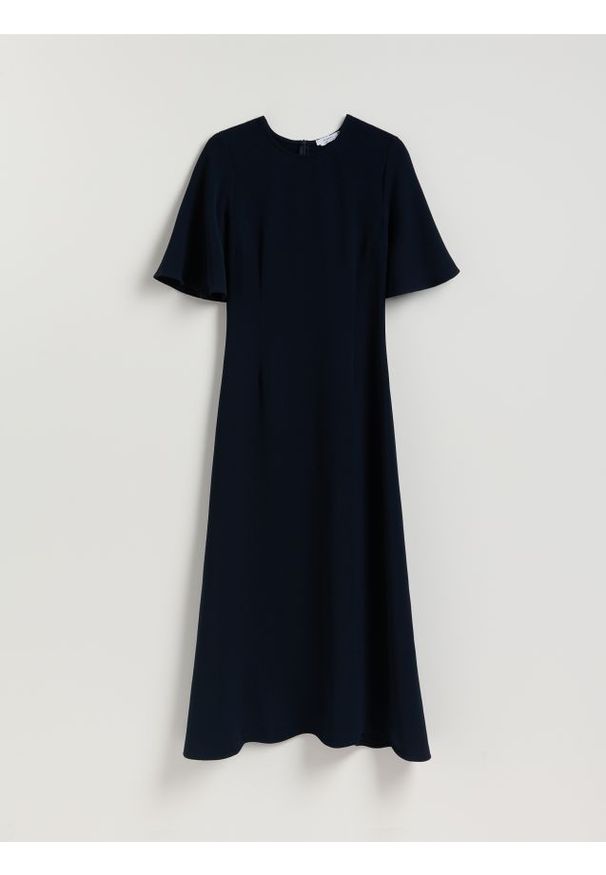 Reserved - Sukienka maxi - granatowy. Kolor: niebieski. Materiał: tkanina. Typ sukienki: proste. Długość: maxi