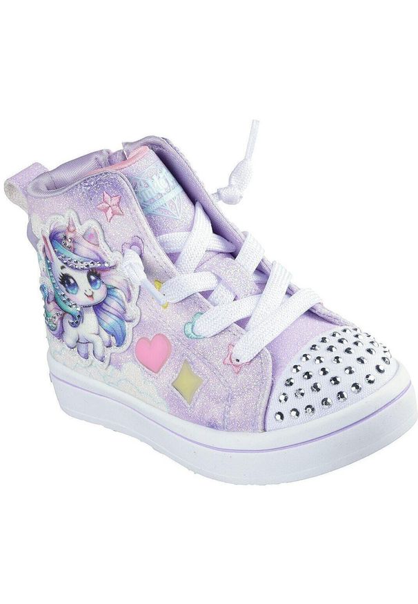 skechers - Adidasy Skechers S Lights-twi-lites 2.0-unico, Dzieci. Okazja: na co dzień. Kolor: fioletowy. Materiał: materiał