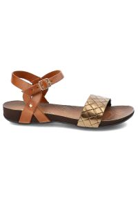 Brązowe Sandały Armodo Modne Obuwie Damskie. Zapięcie: pasek. Kolor: brązowy. Materiał: skóra. Sezon: lato. Styl: elegancki