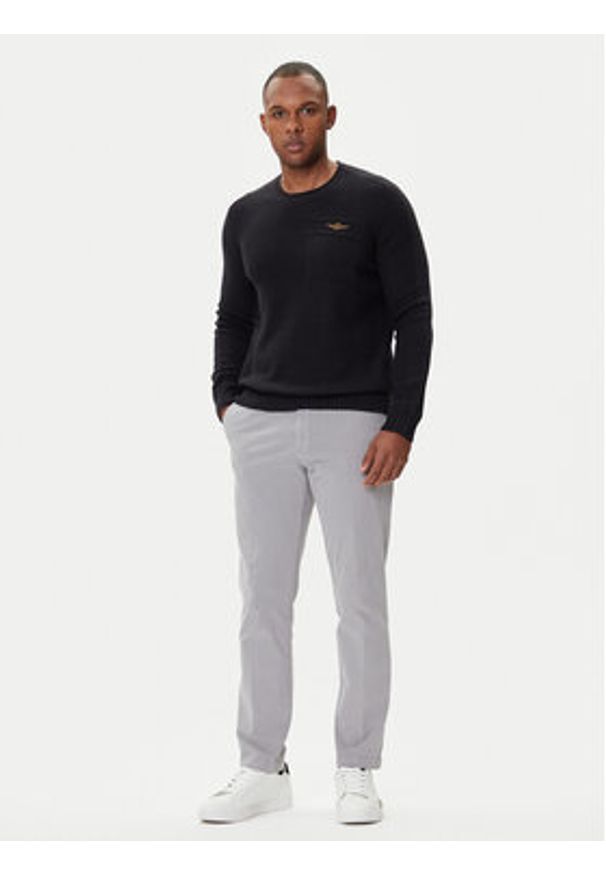 Aeronautica Militare Sweter 252MA1586UL00904 Czarny Regular Fit. Kolor: czarny. Materiał: bawełna