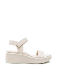 ecco - ECCO Sandały Flowt Wedge Lx W 27330359113 Beżowy. Kolor: beżowy. Materiał: nubuk, skóra