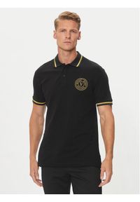 Versace Jeans Couture Polo 76GAGT02 Czarny Regular Fit. Typ kołnierza: polo. Kolor: czarny. Materiał: bawełna