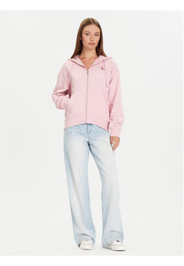 Calvin Klein Jeans Bluza Monologo LV047B270G Różowy Regular Fit. Kolor: różowy. Materiał: bawełna