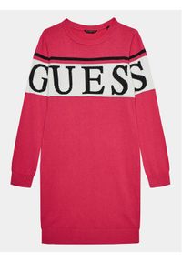 Guess Sukienka dzianinowa J3BK16 Z38B0 Różowy Regular Fit. Kolor: różowy. Materiał: bawełna